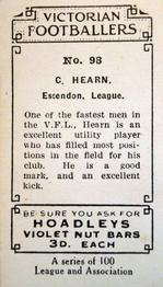 1933 Hoadley's Victorian Footballers #98 Clarrie Hearn Back